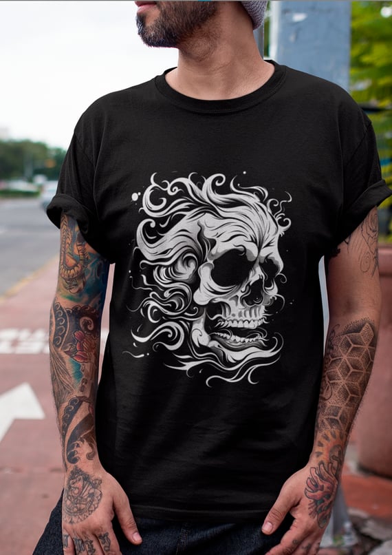 Camiseta Caveira Flamejante  