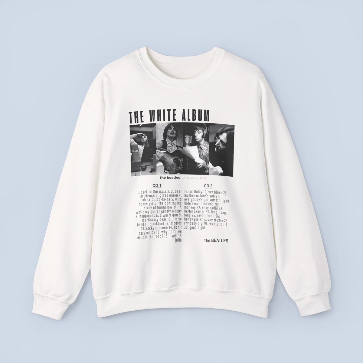 Nome do produto: Moletom White Album Tracklist Unissex