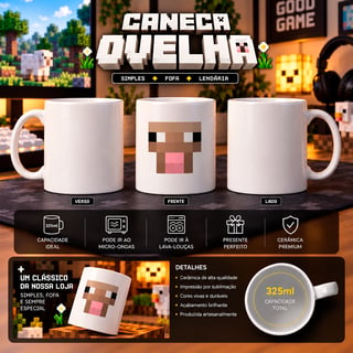 Nome do produto Caneca Ovelha Minecraft