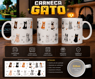 Nome do produto Caneca Gato Minecraft