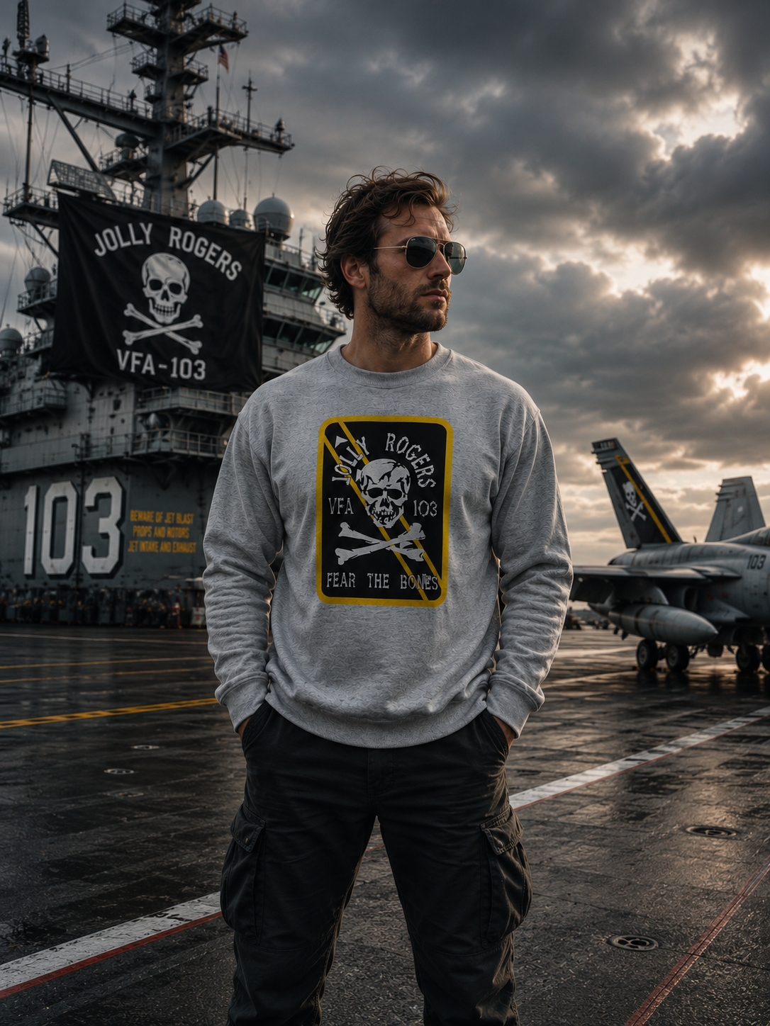 Moletom Jolly Rogers Fear The Bones | Caveira Militar Naval | Unissex