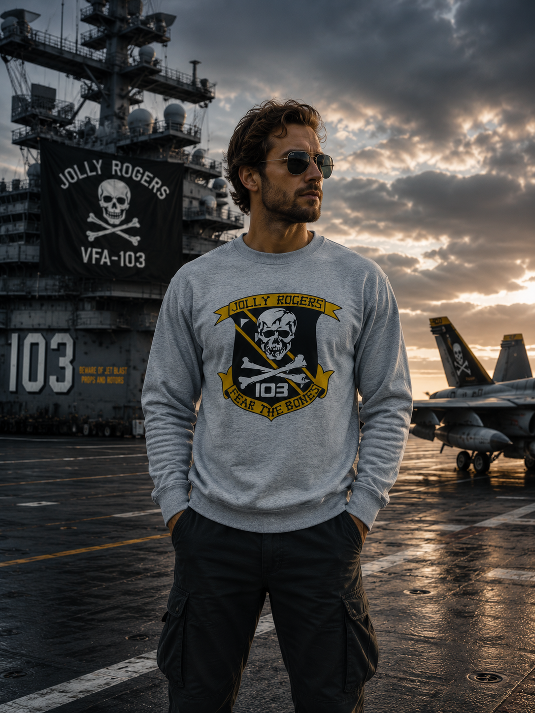 Moletom Jolly Rogers VFA-103 | Fear The Bones | Aviação Naval | Unissex