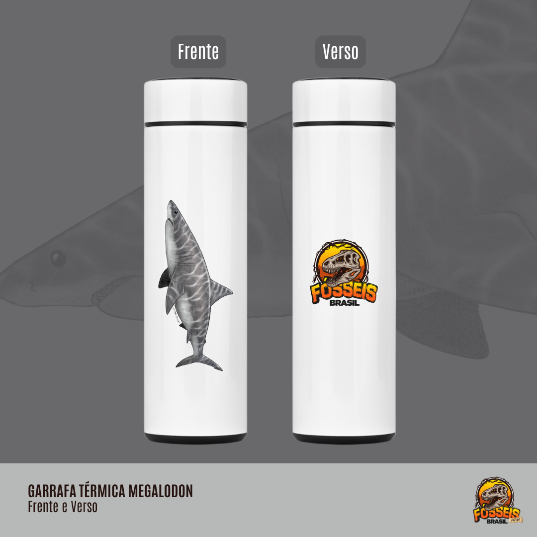 Nome do produto: Garrafa Térmica - Megalodon em Cor (Frente e Verso)