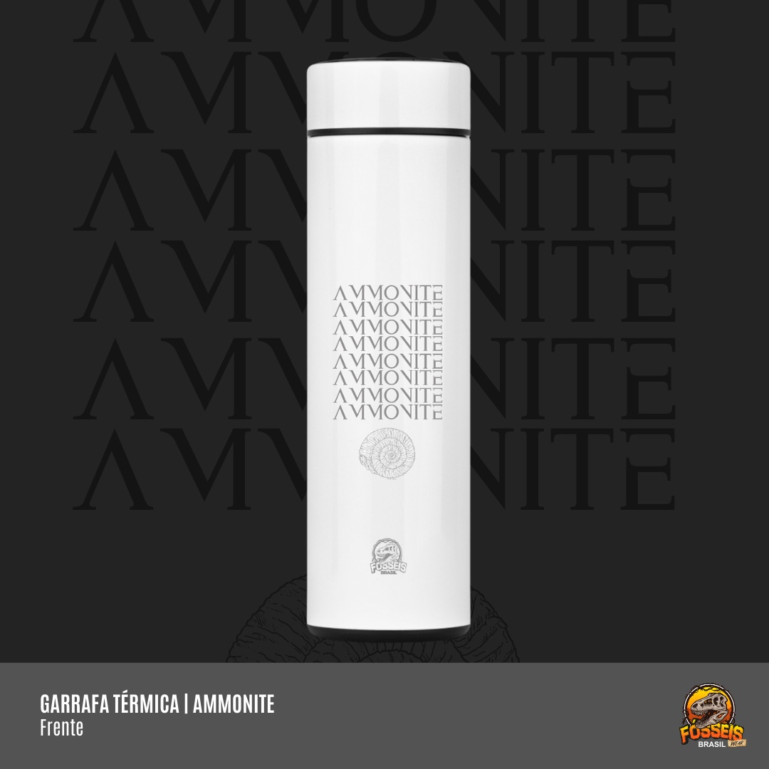 Nome do produto: Garrafa Térmica Ammonite | Ilustração por Leandro Sanches