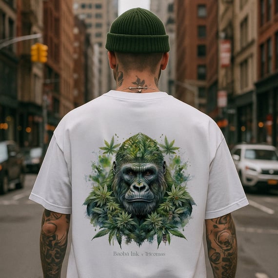 CAMISETA OVERSIZED GORILLA GLUE - BAOBÁ INK x TRICOMAS