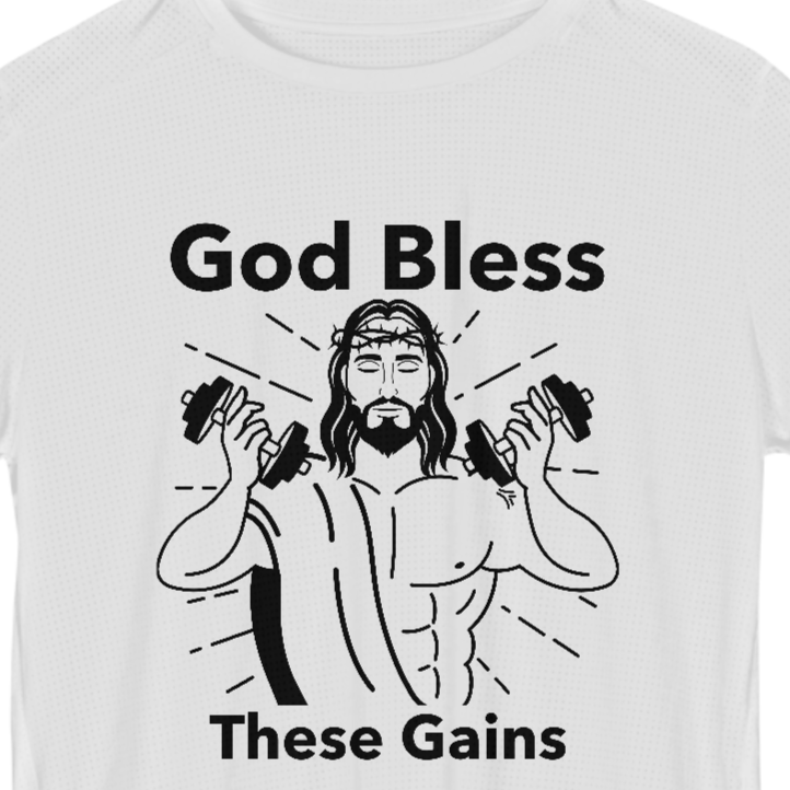 Camiseta Dry Fit God Bless These Gains