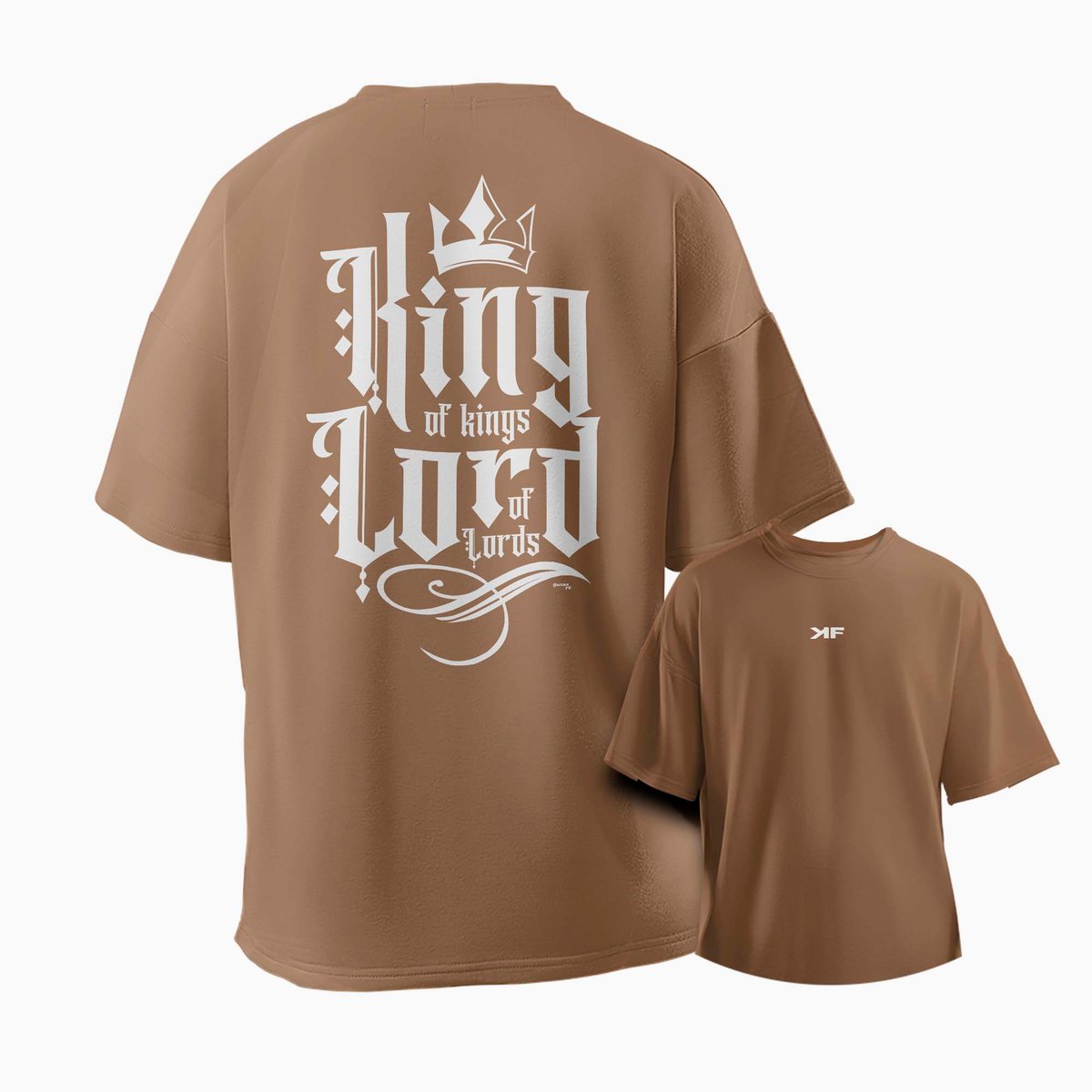 Nome do produto: Camiseta Oversized king of kings lord of lords - Marrom