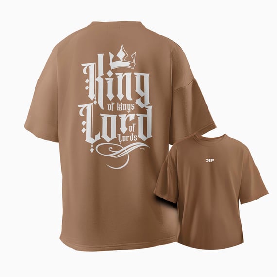 Camiseta Oversized king of kings lord of lords - Marrom