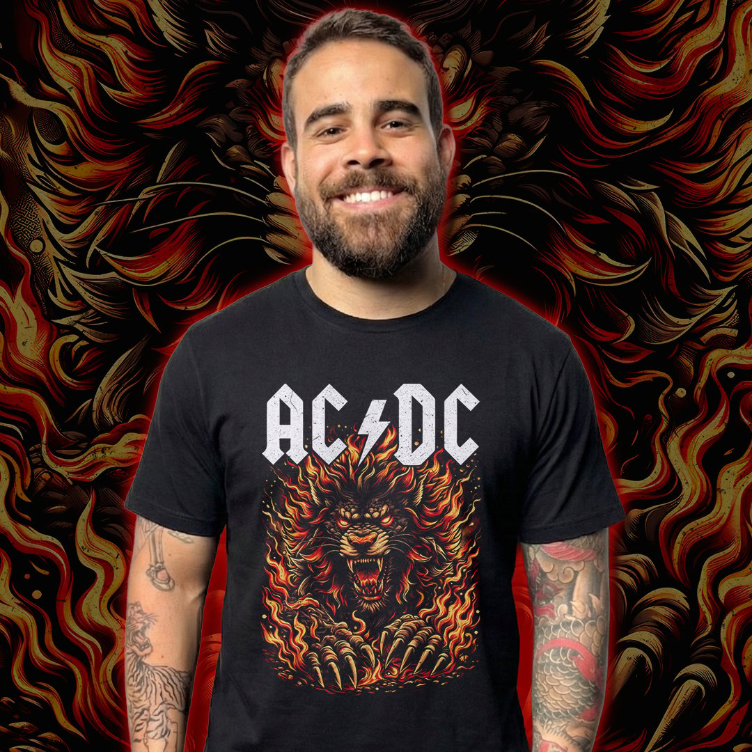 Nome do produto: Camiseta AC/DC | Hell Lion