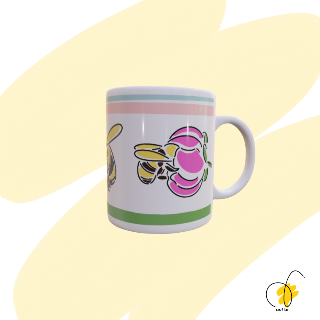 Nome do produto: Caneca - Abelha e Flores