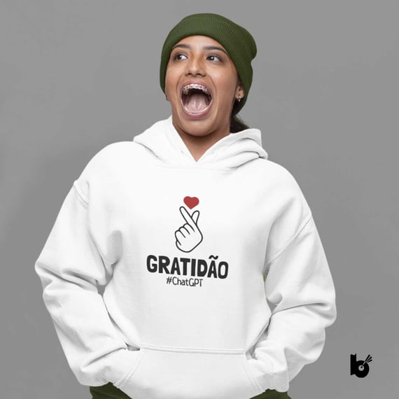 Moletom Canguru Gratidão ChatGPT