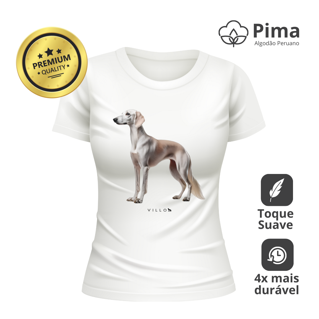 Nome do produto: Camiseta Baby Long Pima Premium Saluki pelo curto