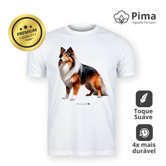Camiseta Pima Premium Pastor Shetland Pug
