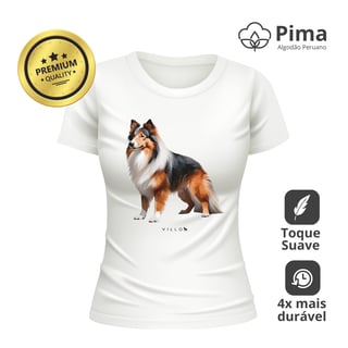 Nome do produto Camiseta Baby Long Pima Premium Pastor Shetland Pug