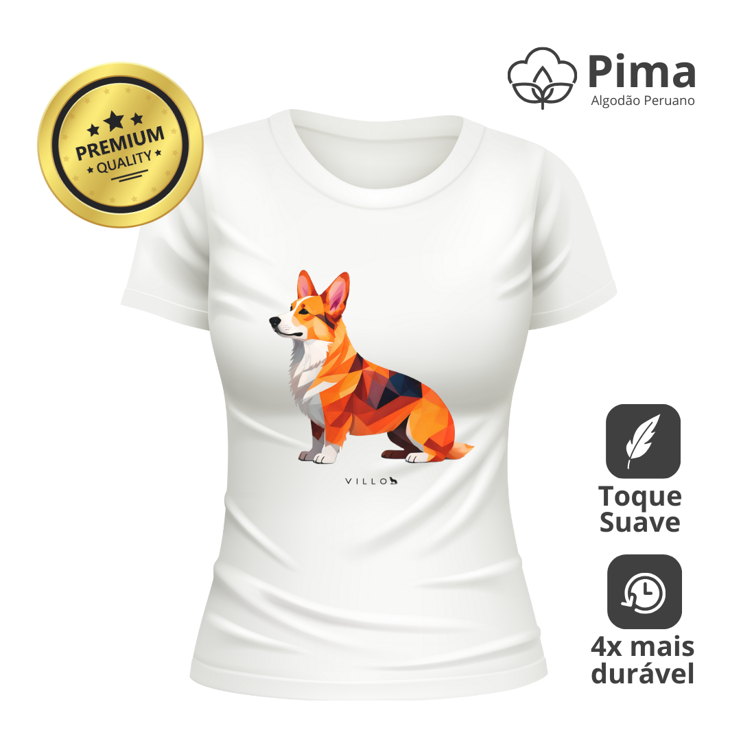 Nome do produto: Camiseta Baby Long Pima Premium Corgi Pembroke