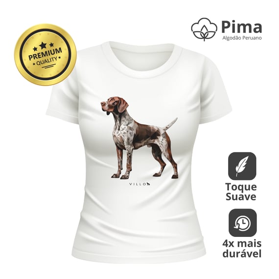 Camiseta Baby Long Pima Premium Braco Alemão de pelo curto