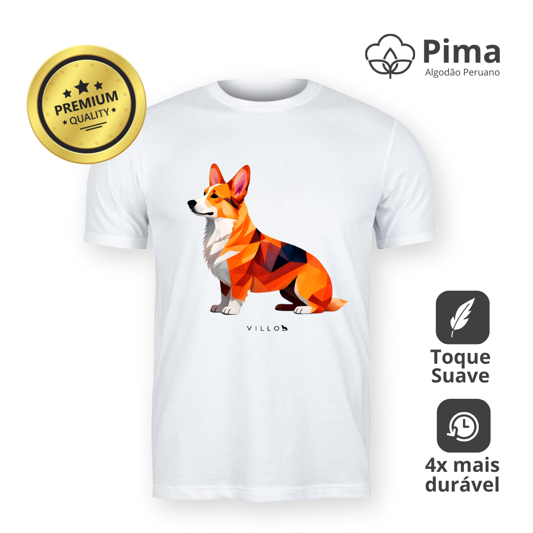 Nome do produto: Camiseta Pima Premium Corgi Pembroke