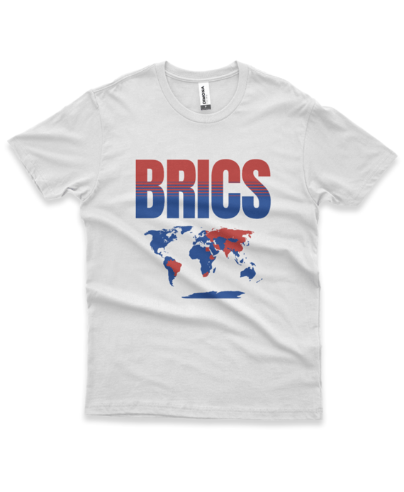 Camisa BRICS azul/vermelha mapa