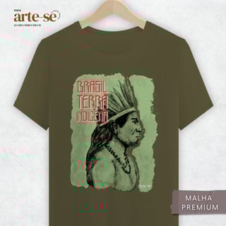 Nome do produto Camiseta PRIME - Pena Verde (Brasil Terra Indígena)