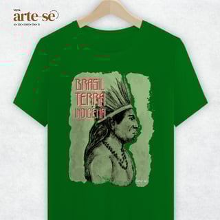 Nome do produto Camiseta - Pena Verde (Brasil Terra Indígena)