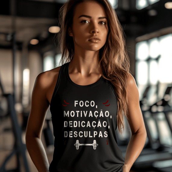 Regata Fem Dry UV - Foco, motivação, dedicação, desculpas.