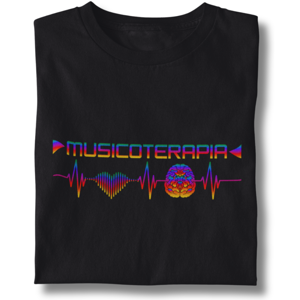 Nome do produto: Camiseta Unissex Musicoterapia Batimentos Cardíacos Conexão Coração e Cérebro - Versão Estampa Colorida