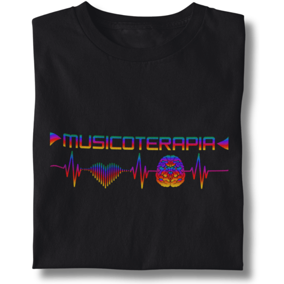 Camiseta Unissex Musicoterapia Batimentos Cardíacos Conexão Coração e Cérebro - Versão Estampa Colorida