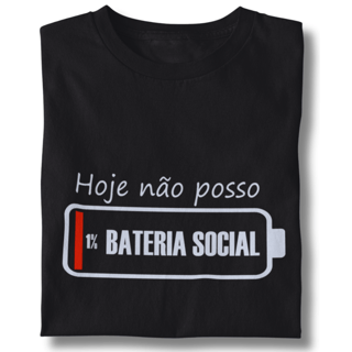 Nome do produto Camiseta Baby Long - Hoje Não Posso - 1% Bateria Social