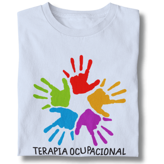 Camiseta Baby Long - Terapia Ocupacional - Marca das Mãos Com Tinta Colorida
