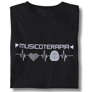 Camiseta Unissex Musicoterapia Batimentos Cardíacos Conexão Coração e Cérebro - Versão Estampa Branca
