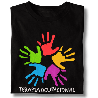 Camiseta Baby Long - Terapia Ocupacional - Marca das Mãos Com Tinta Colorida