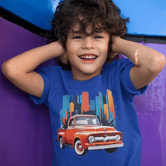 Camiseta Infantil (2 a 8) Ford F-100 Laranja