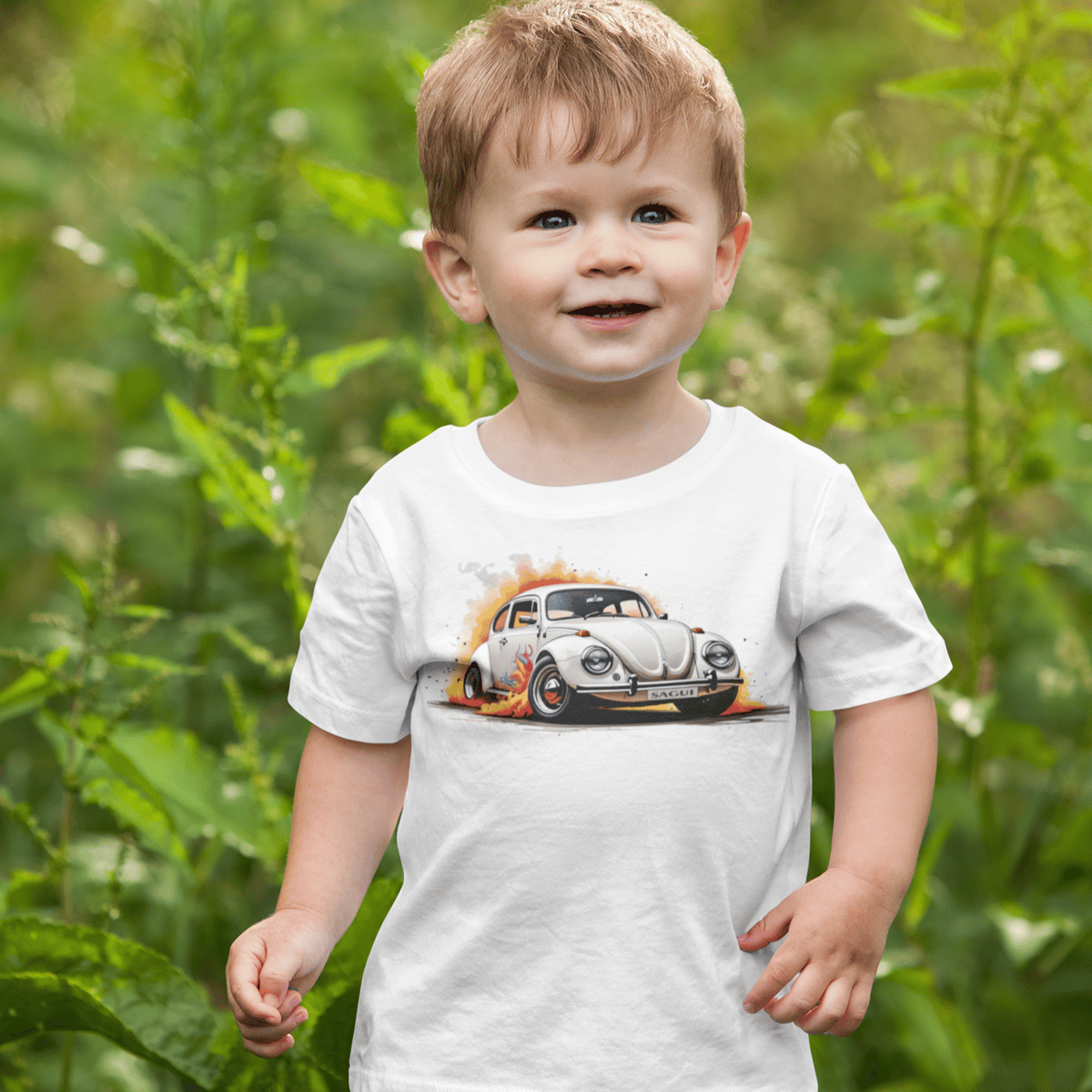 Nome do produto: Camiseta Infantil (2 a 8) Fusca Chama