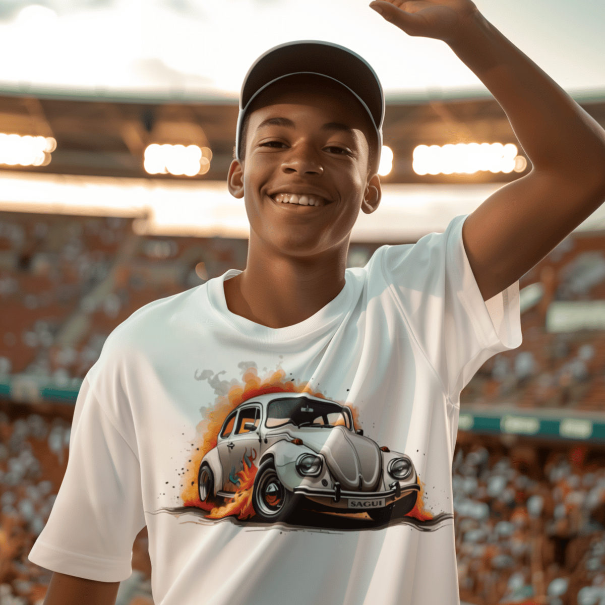 Nome do produto: Camiseta Infantil 10-14 Fusca Chama