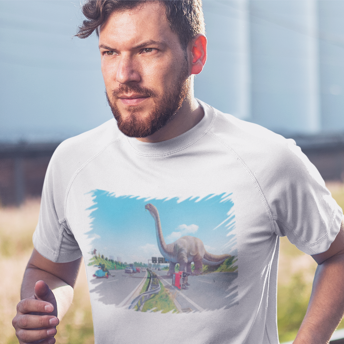 Nome do produto: Camiseta Dinossauro na Rodovia