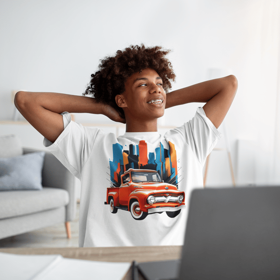 Camiseta Infantil (10 a 14) Ford F-100 Laranja
