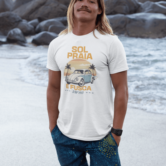 Camiseta Sol, Praia e Fusca