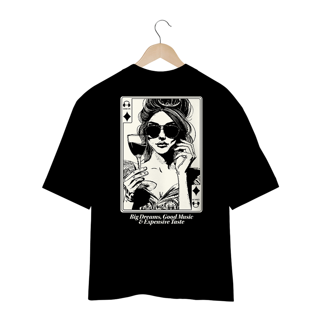 Nome do produto: Camiseta Oversized Big Dreams Good Music Expensive Taste