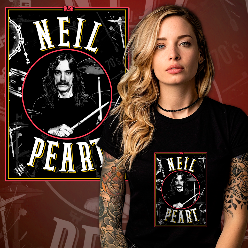 Nome do produto: Camisa RUSH Neil Peart 70 - Feminino