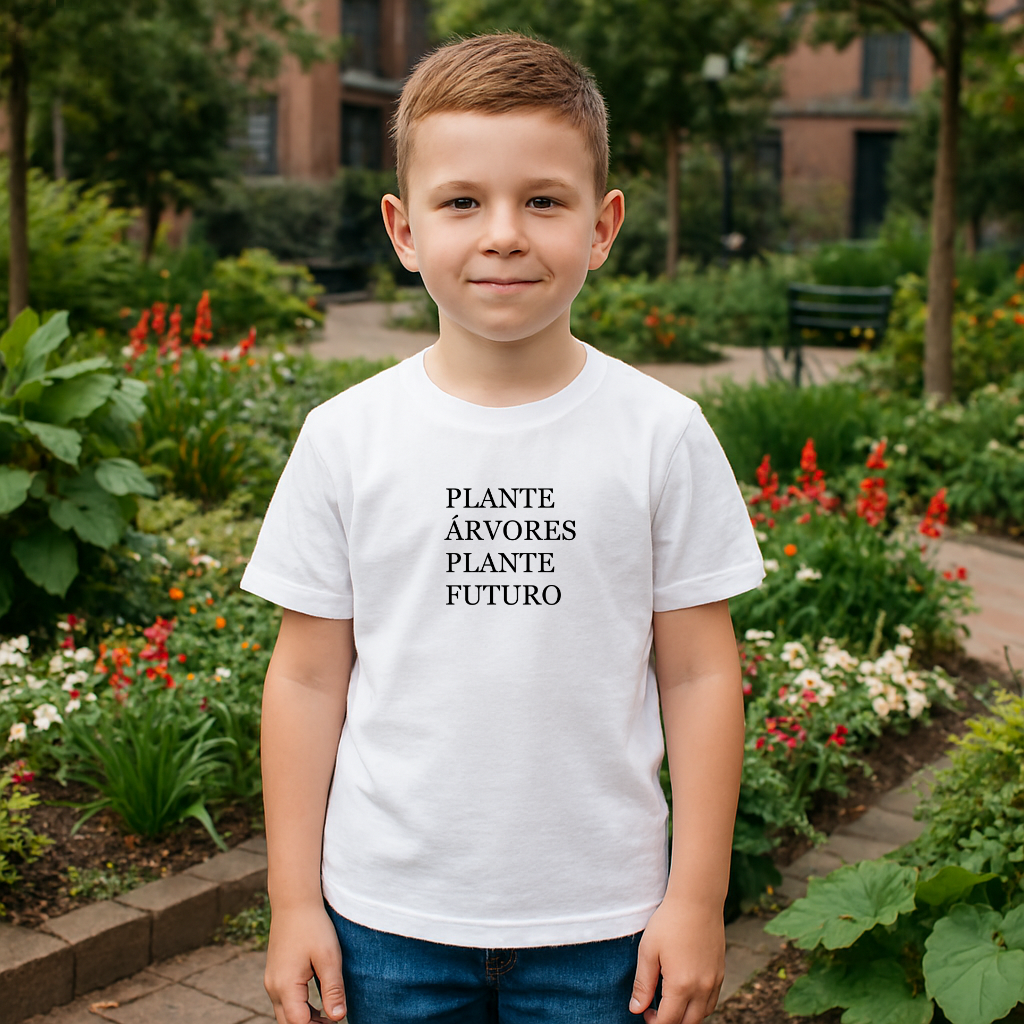 Nome do produto: Camiseta infantil - Árvores e futuro 
