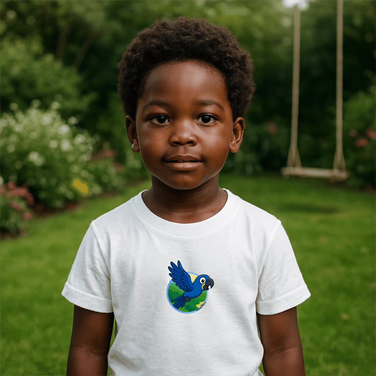 Nome do produto: Camiseta infantil - Arara-azul