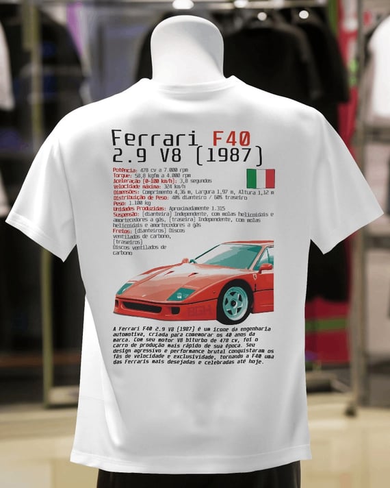 Camiseta Ferrari F40 (branco)