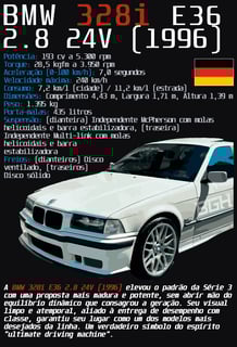 Nome do produto Camiseta BMW 328i 2.8 E36