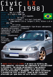 Nome do produto Camiseta Civic LX 1.6 (1998)