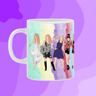 Caneca TayTay Todas as Eras - Fundo Colorido 