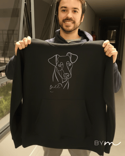 Nome do produto Moletom Canguru Personalizado Desenho Arte Pet Cachorro Gato Foto Linhas Branco