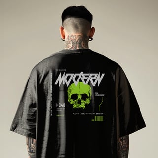 Nome do produto Camiseta Oversized Modern Skull Estampa Costas