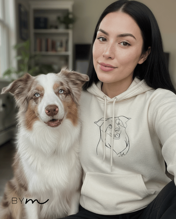 Moletom Canguru Personalizado Desenho Arte Pet Cachorro Gato Foto Linhas Branco