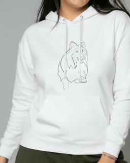 Nome do produto Moletom Canguru Personalizado Desenho Arte Pet Cachorro Gato Foto Linhas Branco