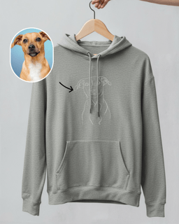 Nome do produto Moletom Canguru Personalizado Desenho Arte Pet Cachorro Gato Foto Linhas Branco